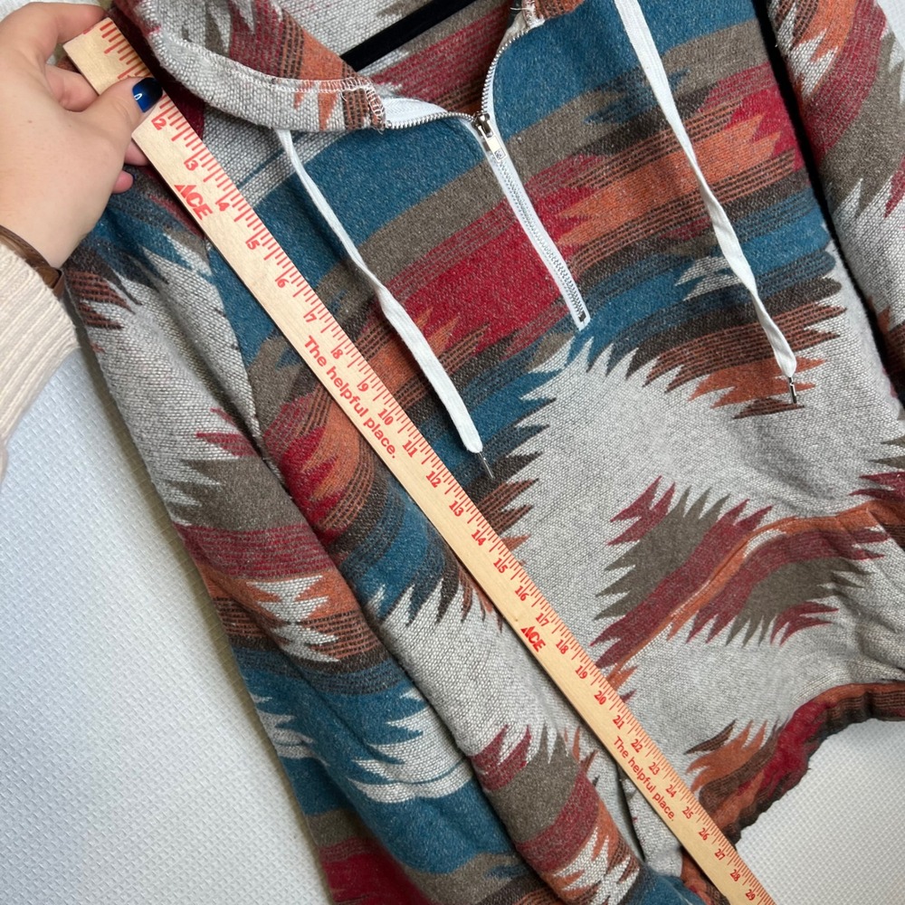 Womens Aztec Print Quarter Zip Hoodie Fleece Lined Casual Comfort Outerwear XXL - Picture 5 of 6
